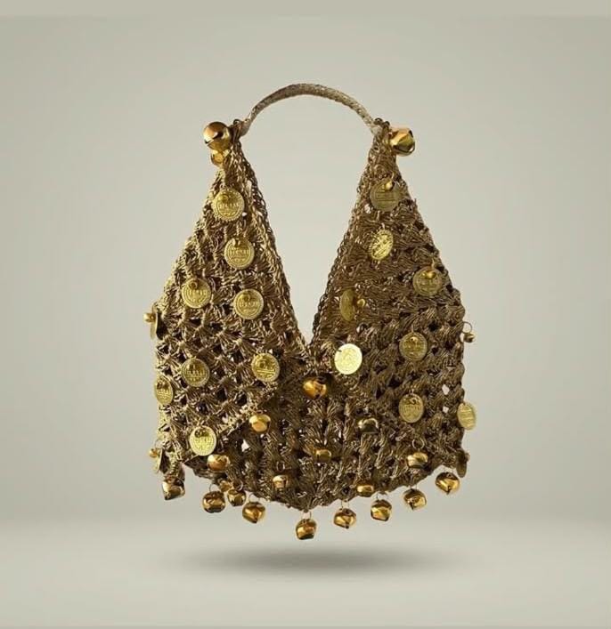 Gold Coin Crochet Tote Bag