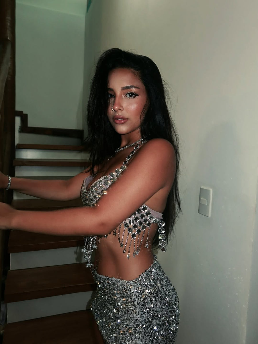 Silver Rhinestone Top