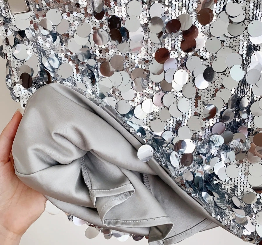 Silver Sequin Skirt