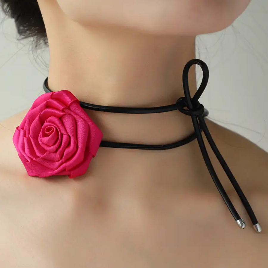 Silk Rose Flower Choker