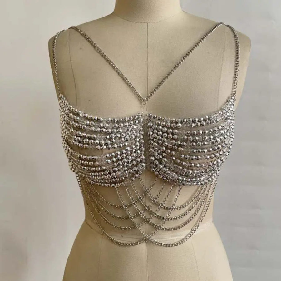 Silver bead bralette