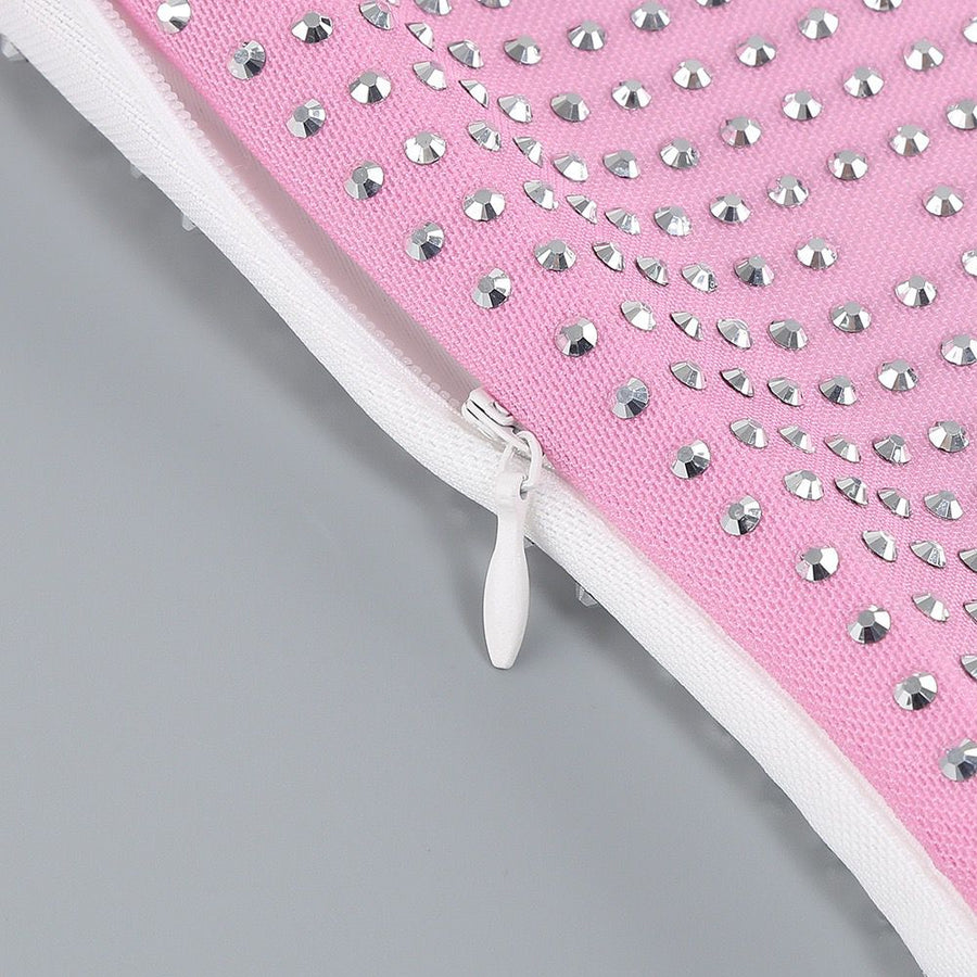Pink Short Rhinestone Dress