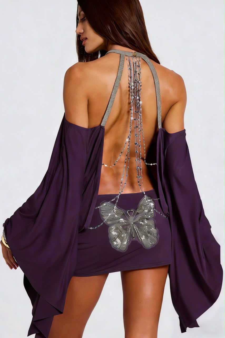 Butterfly Chain Backless Dress