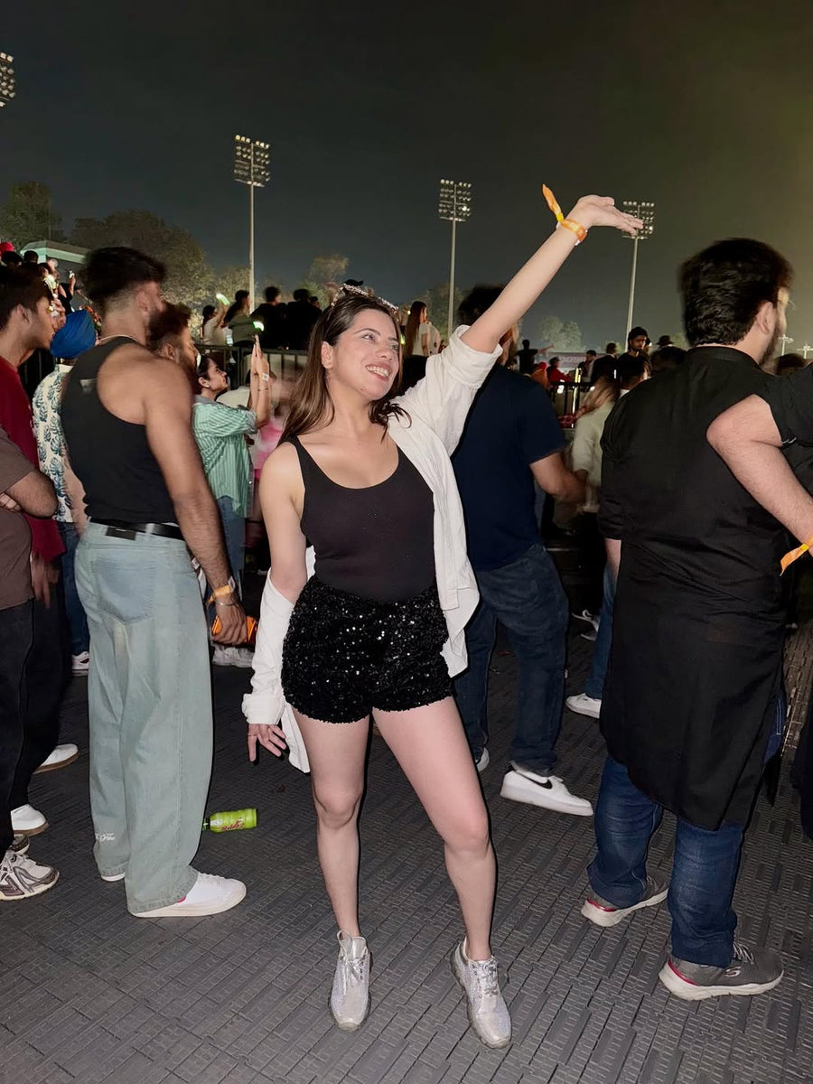 Shiny Zipper Sequin Shorts