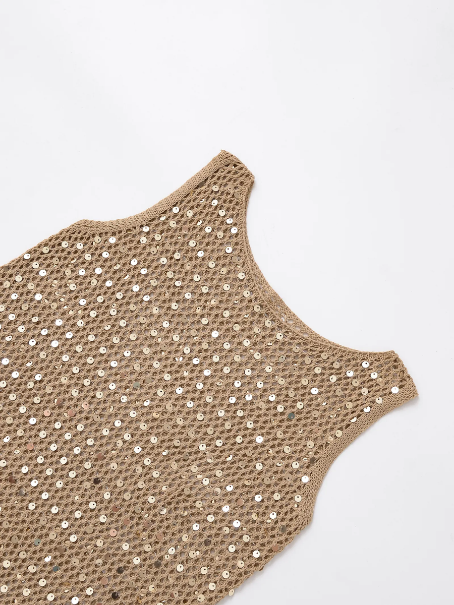 Khaki Sequin tank top