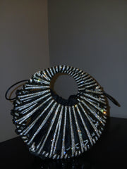Rhinestone Silver String Bag