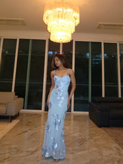 Embroidered Long Dress Sky Blue