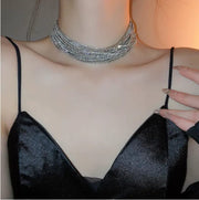 Gold and silver Rhinestone Chain Necklace