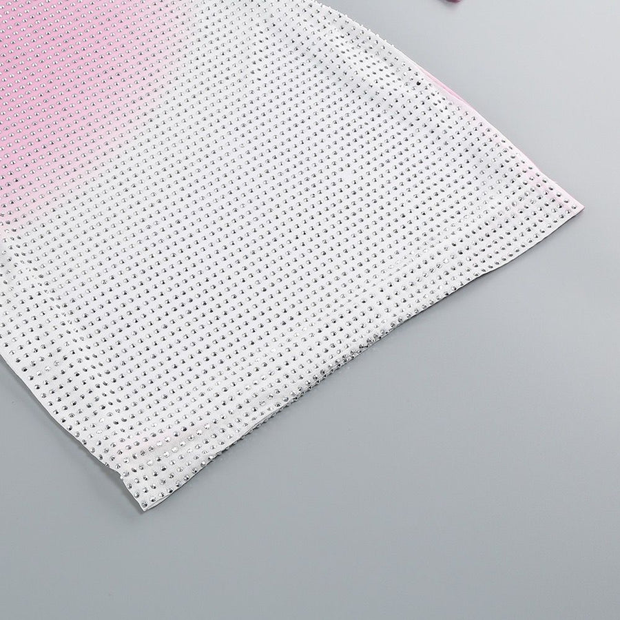 Pink Short Rhinestone Dress