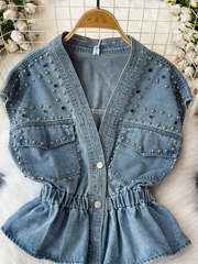 Studded Denim Top