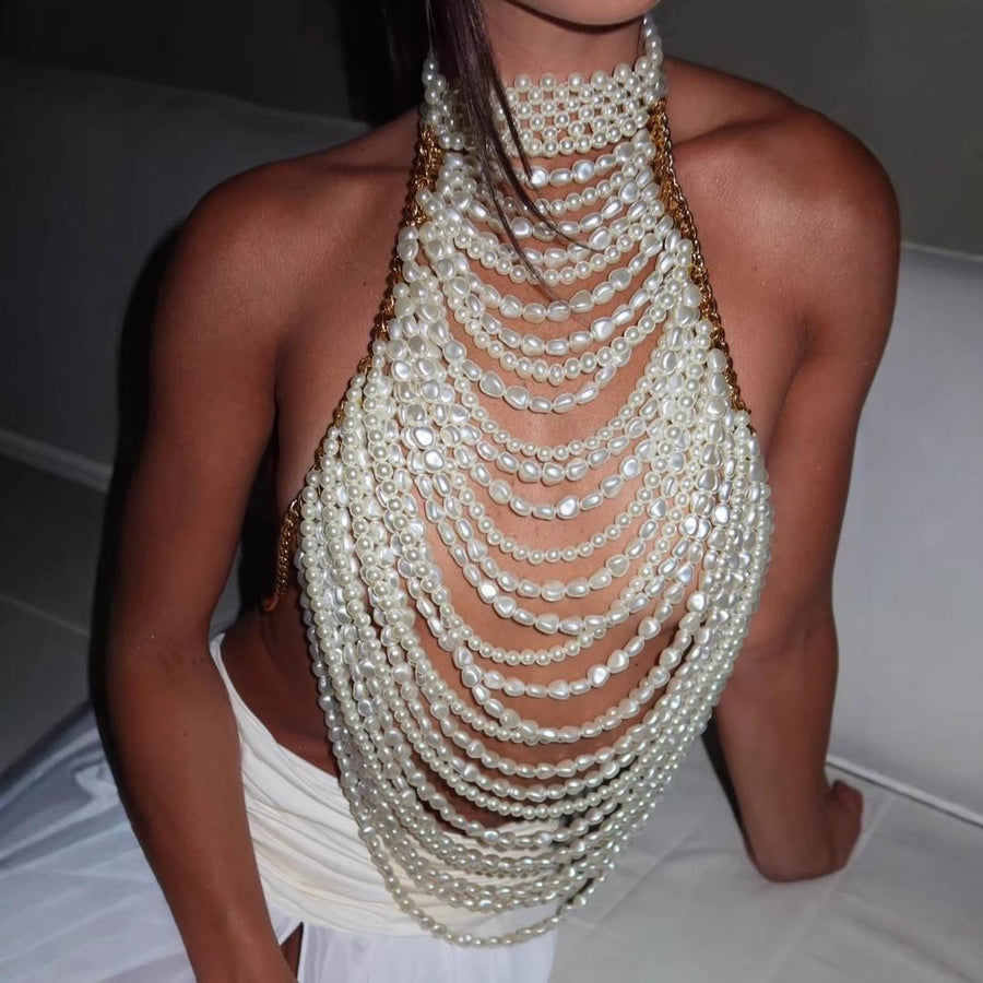 Pearl Drape Neck Top