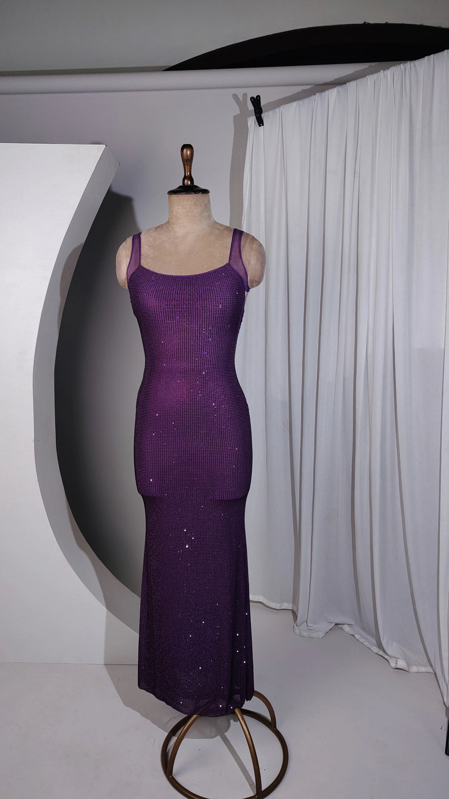 Embellished Purple Rhinestone Dress