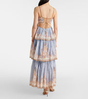 Printed 3-Tiered Ruffle Maxi Dress