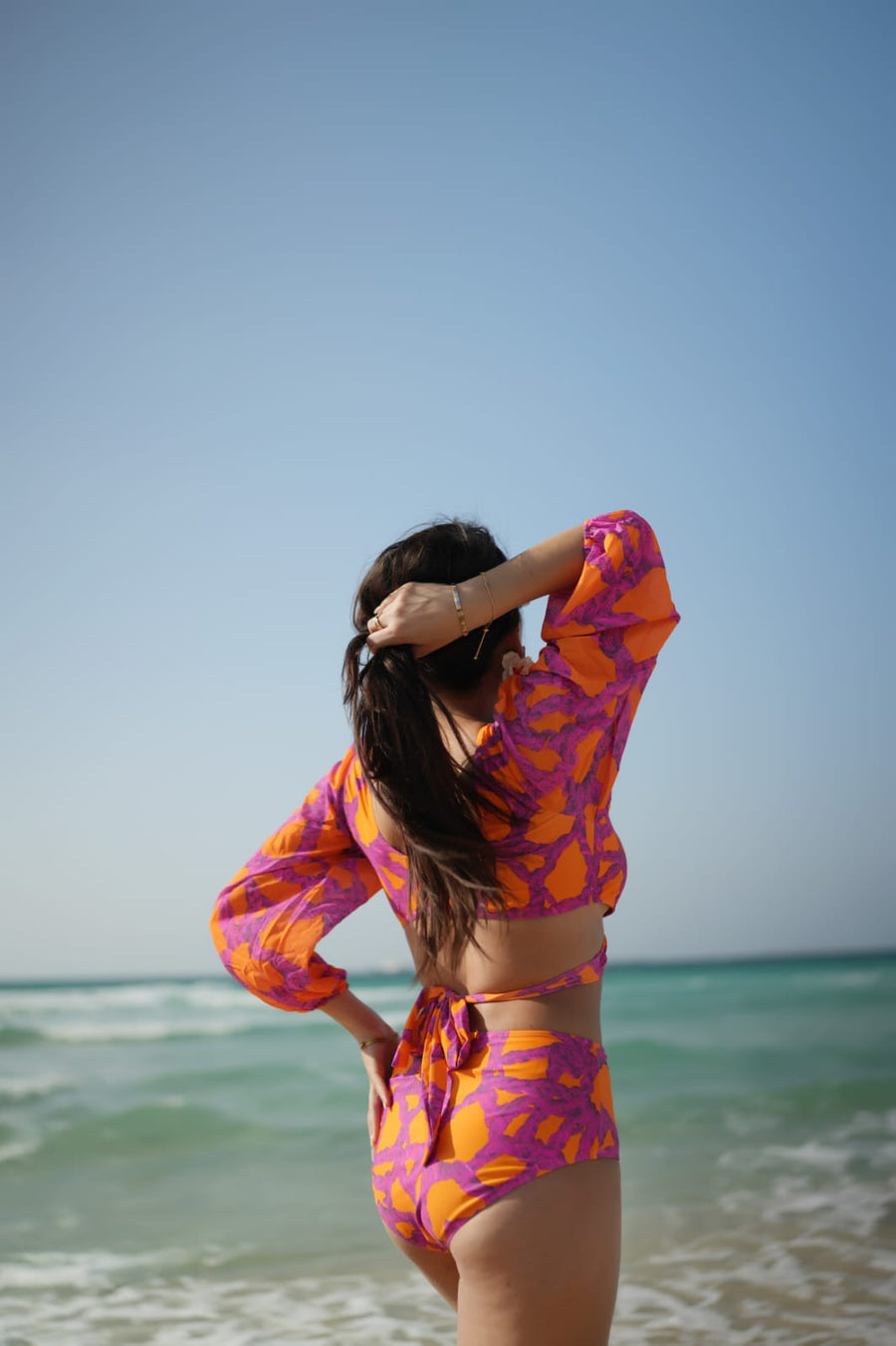 Orange & Pink Coral Crush Coverup Skirt Beachwear