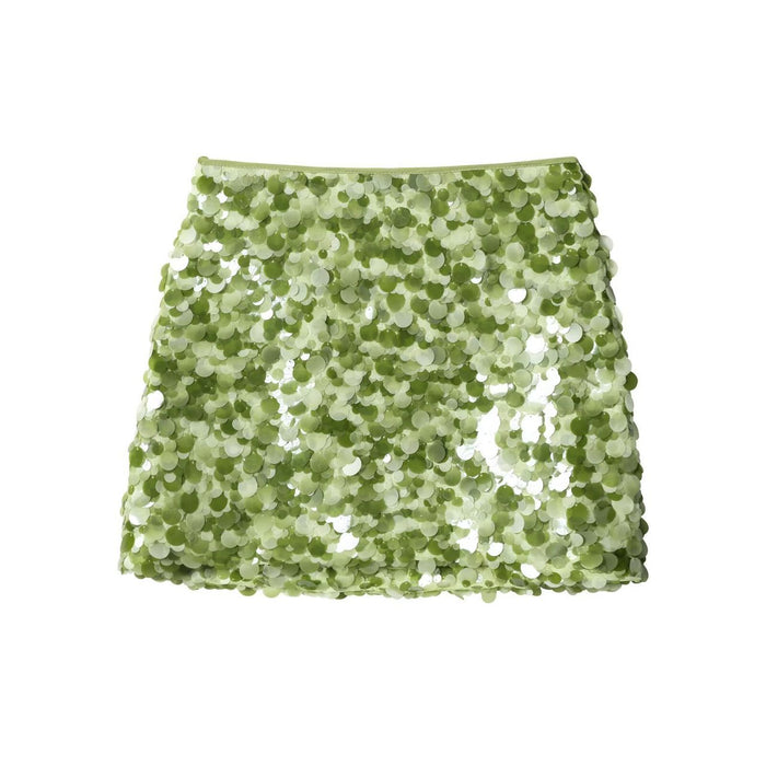 Green Sequin Mini Skirt