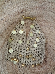 Gold Coin Crochet Tote Bag