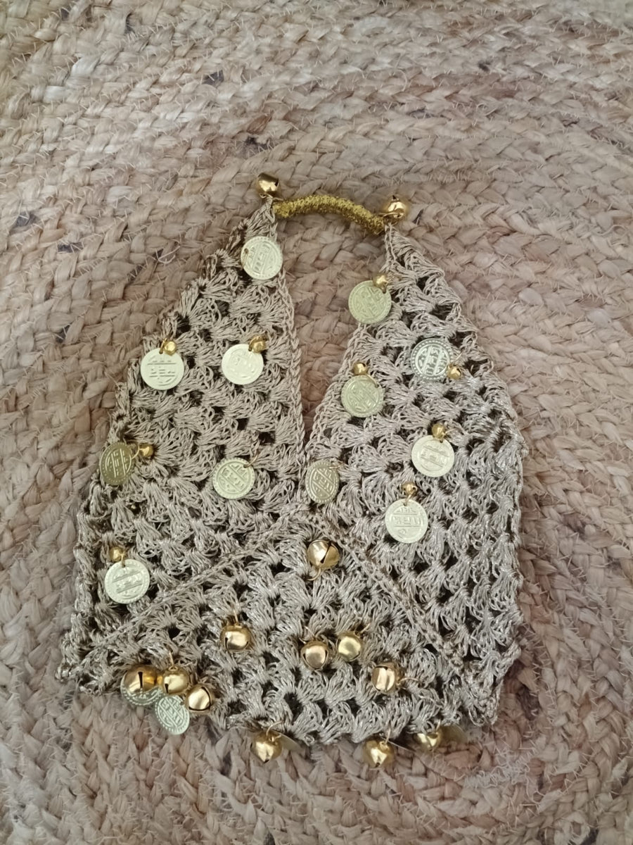 Gold Coin Crochet Tote Bag