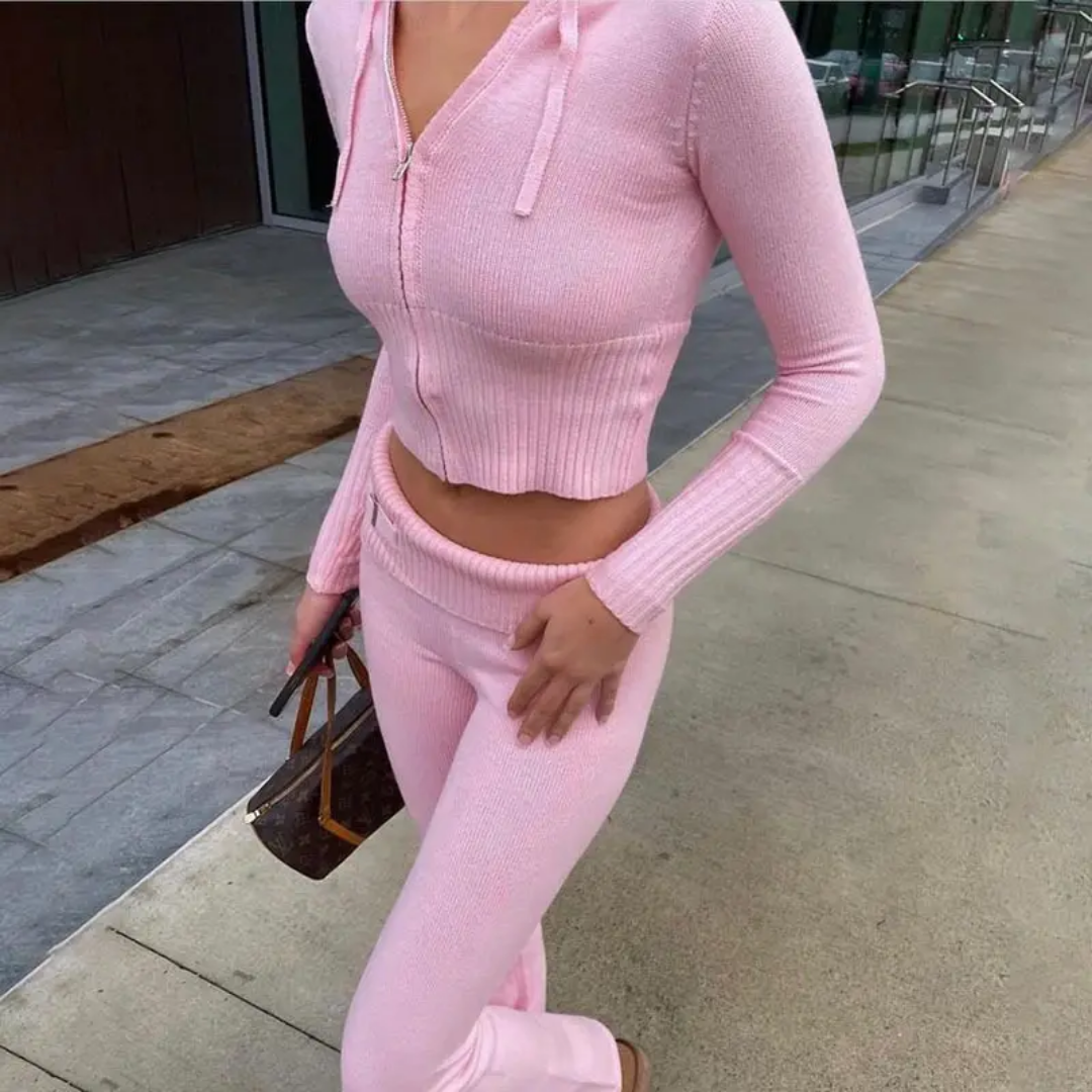 Pink Hooded Sweater With Pant