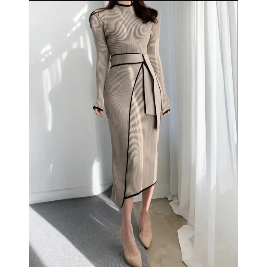 Elegant Knit Wrap Dress
