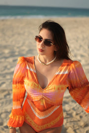 Yellow And Orange Monokini Beachwear