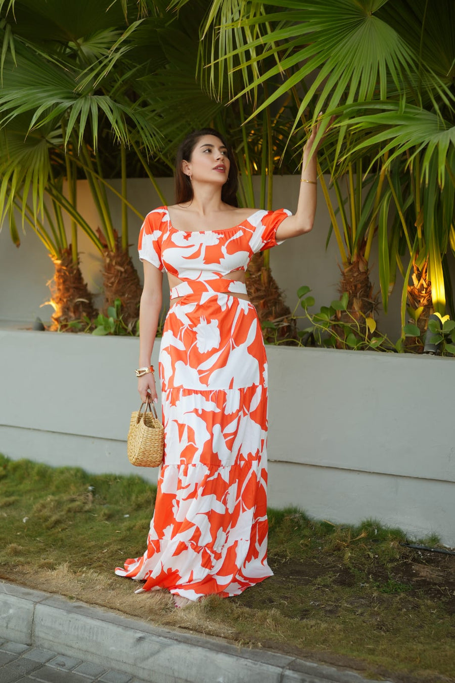 White And Orange Beachwear