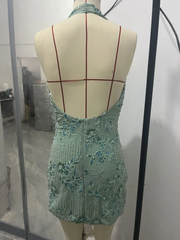 Sequin Backless Mini Dress