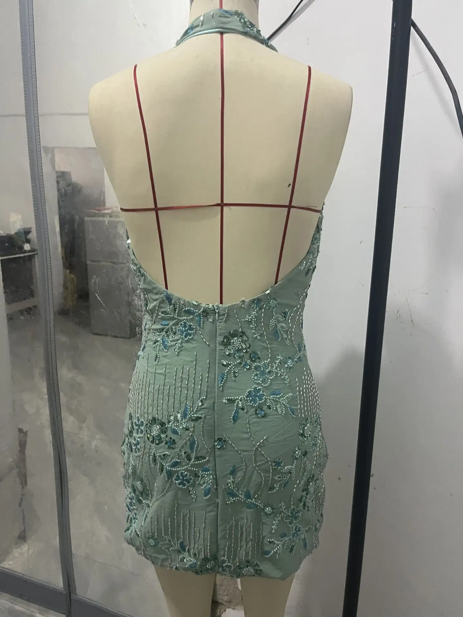 Sequin Backless Mini Dress