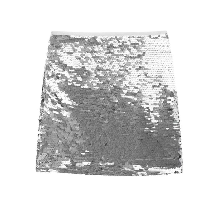 Silver Sequin Mini Skirt
