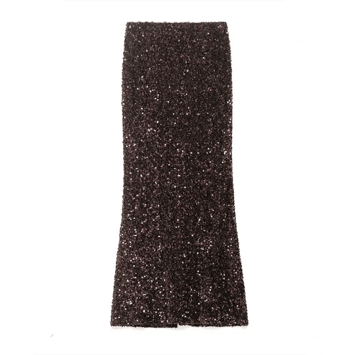 Brown Velvet Sequin Skirt