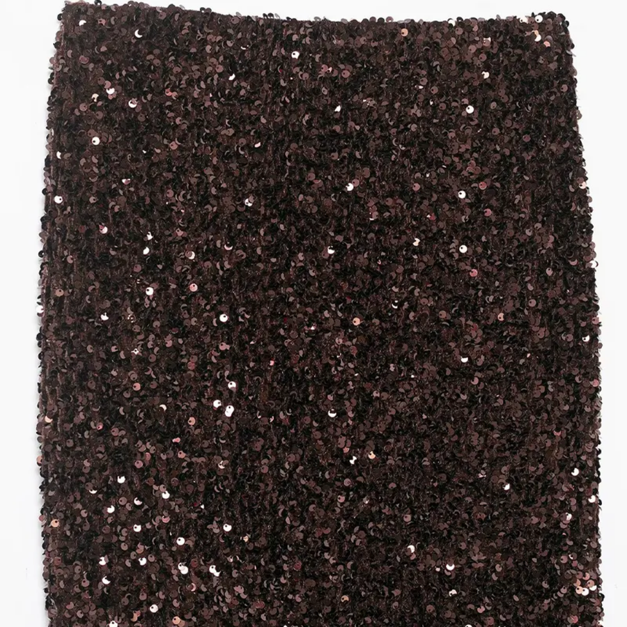 Brown Sequined Long Skirt