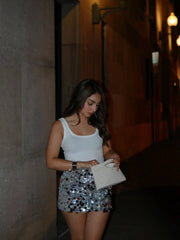 Silver Sequin Skirt
