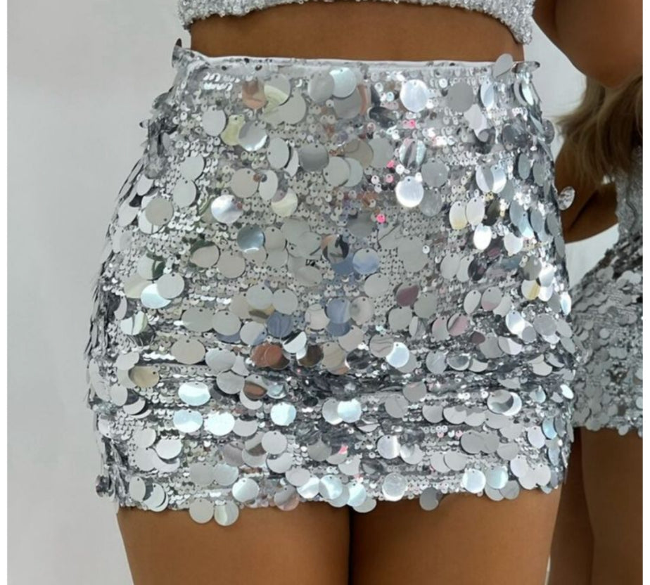 Silver Sequin Skirt