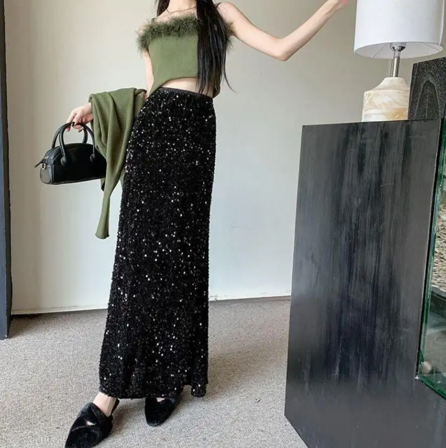 Velvet Sequined Long Skirts