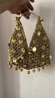 Gold Crochet Coin Halter Top