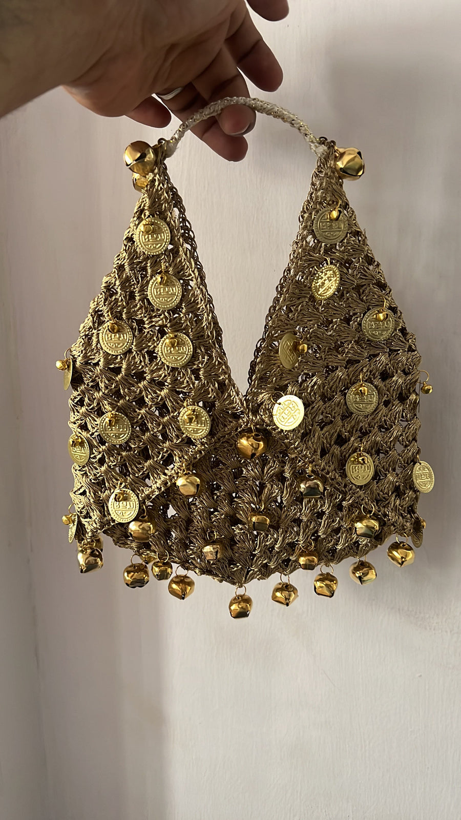 Gold Crochet Coin Halter Top