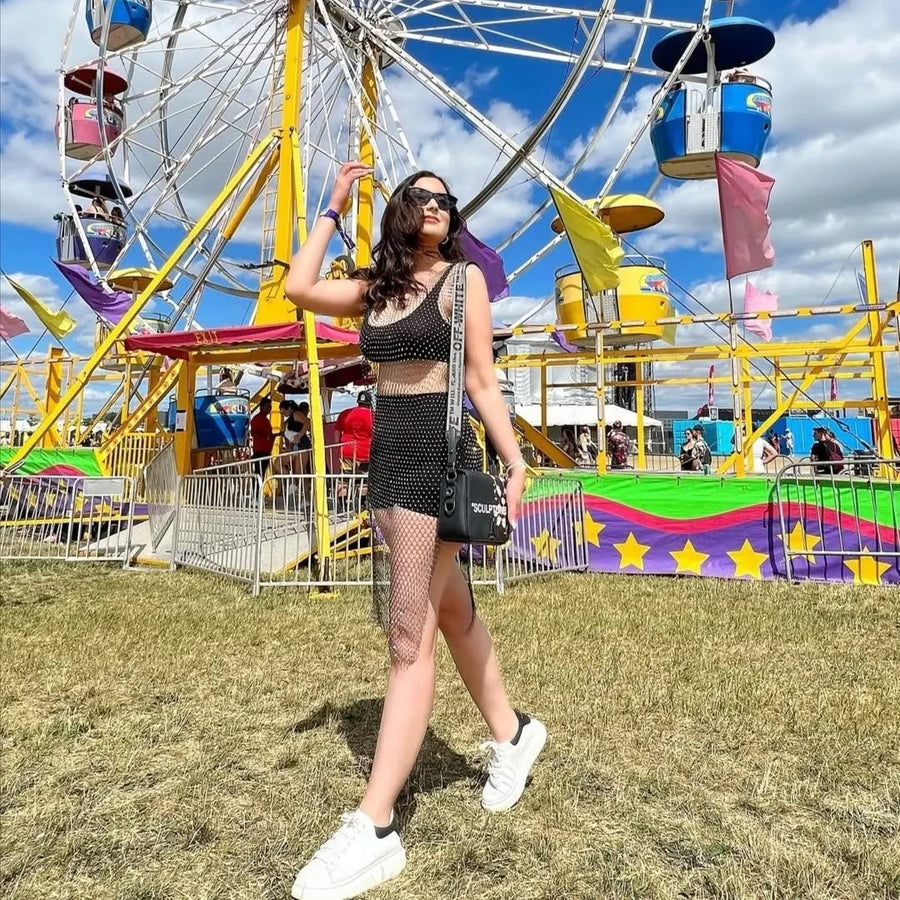 Rhinestone Mesh Dress