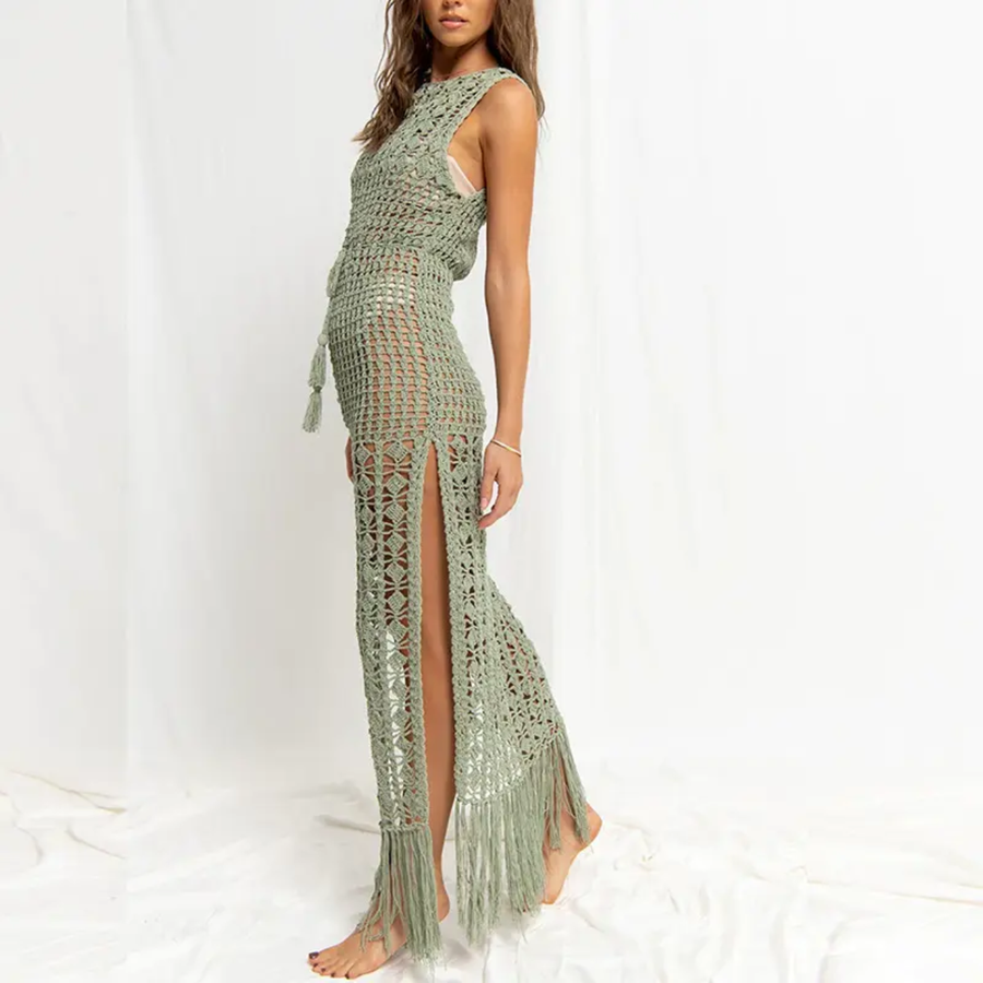 Crochet Green Beach Cover Up