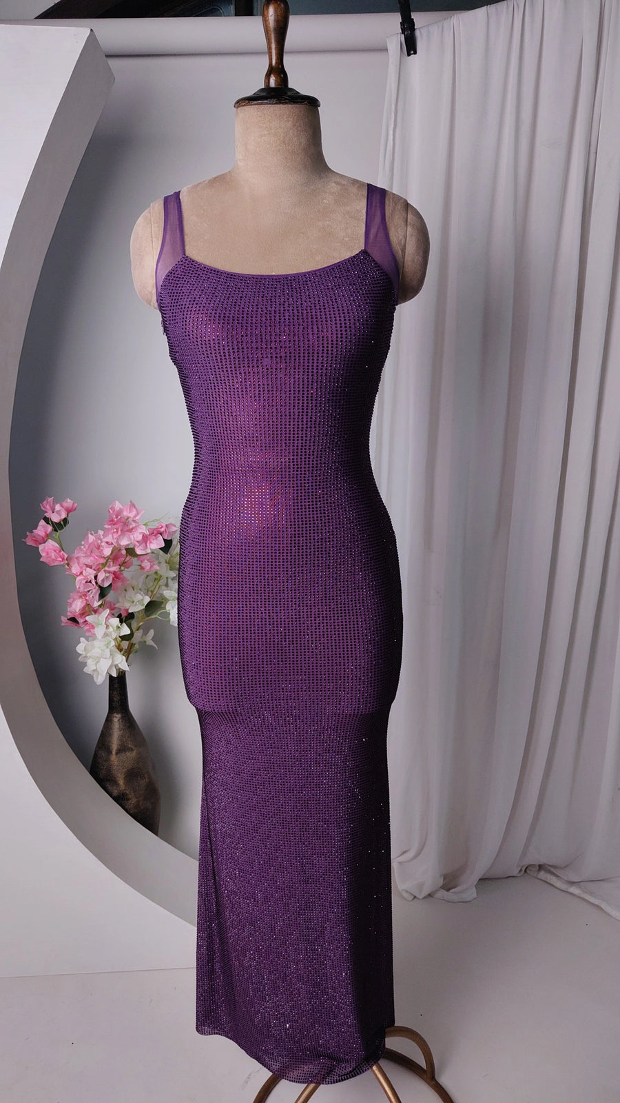 Embellished Purple Rhinestone Dress