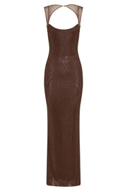 Embellished Brown Rhinestone Dress