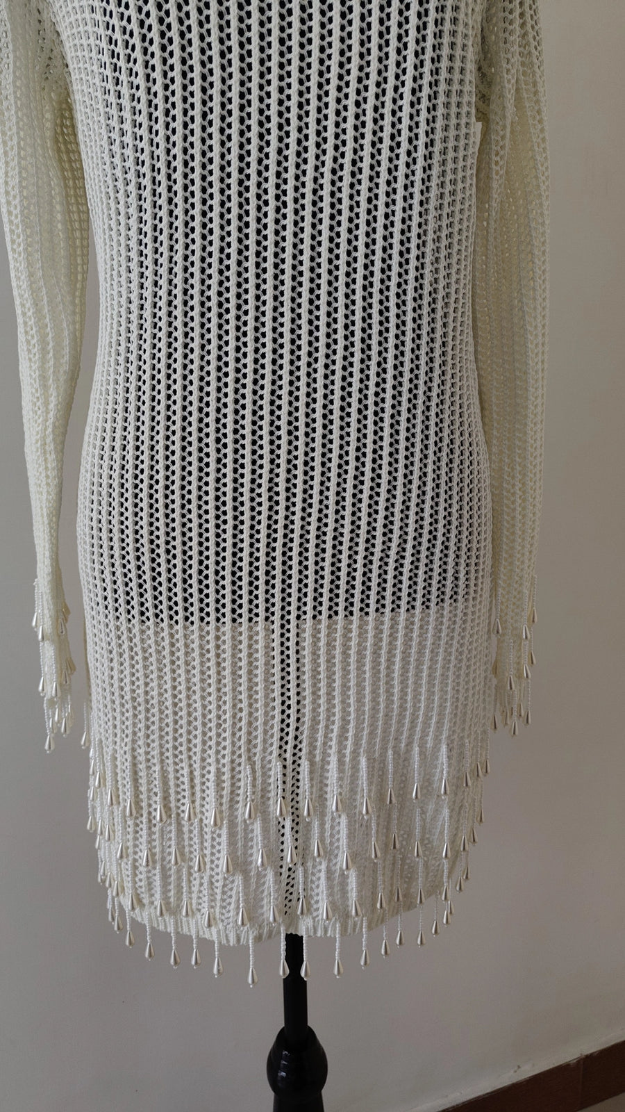 Crochet Pearl Dress (White)
