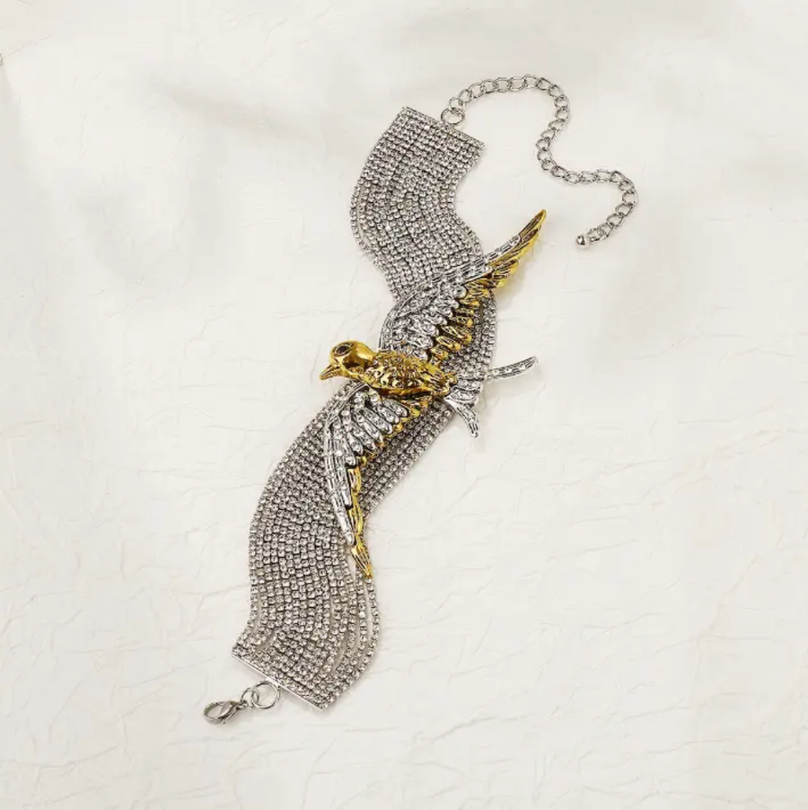 Rhinestone Bird  Necklace