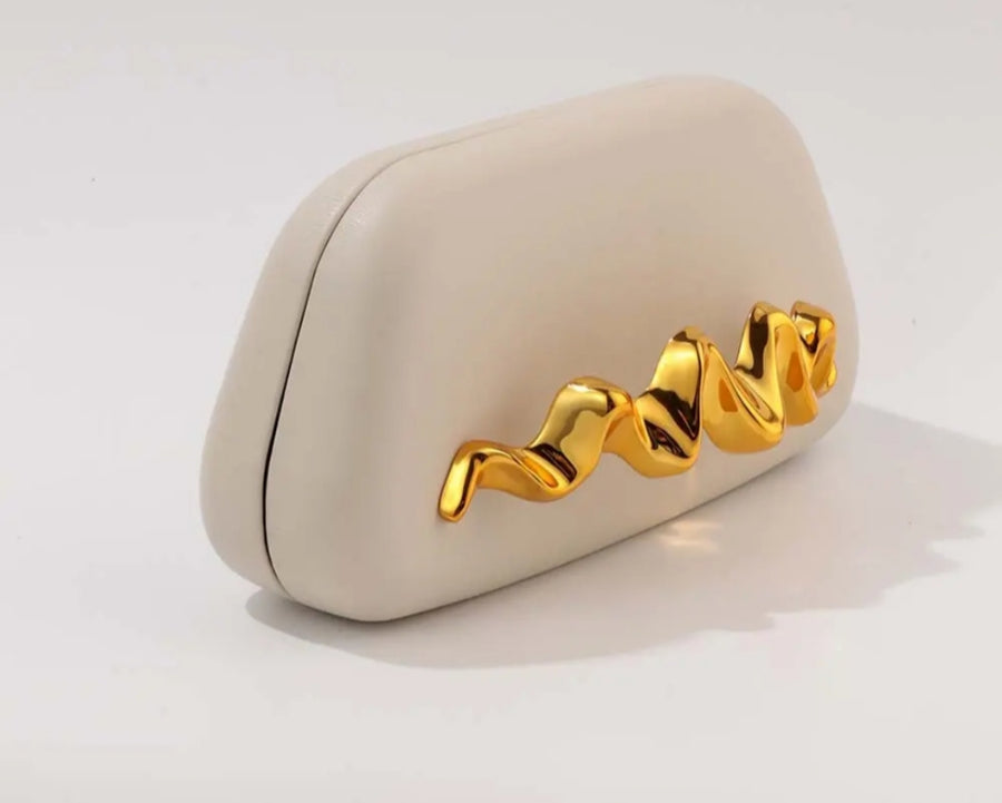 White and golden Clutch