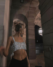Rhinestone Shimmer Crop Top