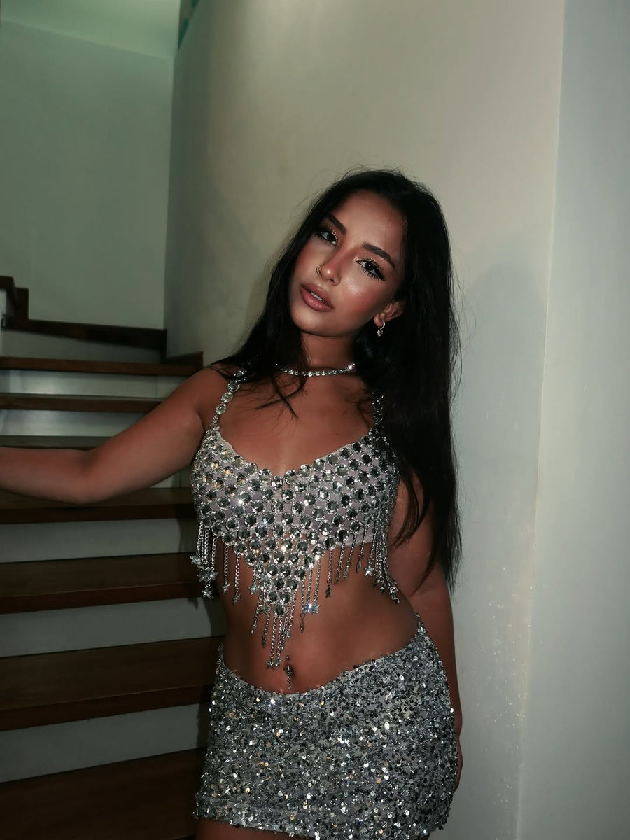 Silver Rhinestone Top