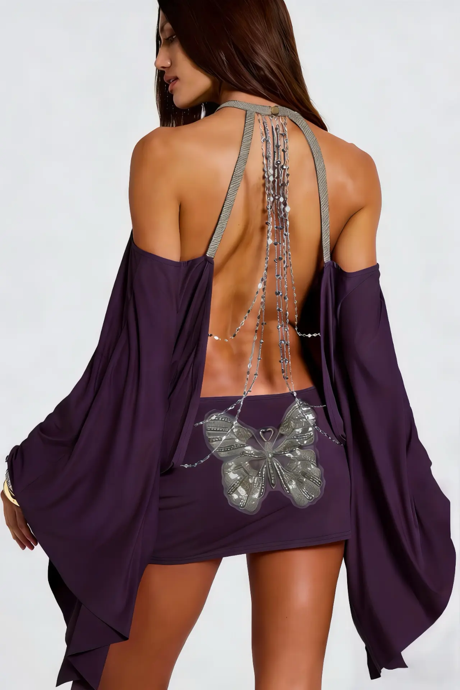 Butterfly Chain Backless Dress