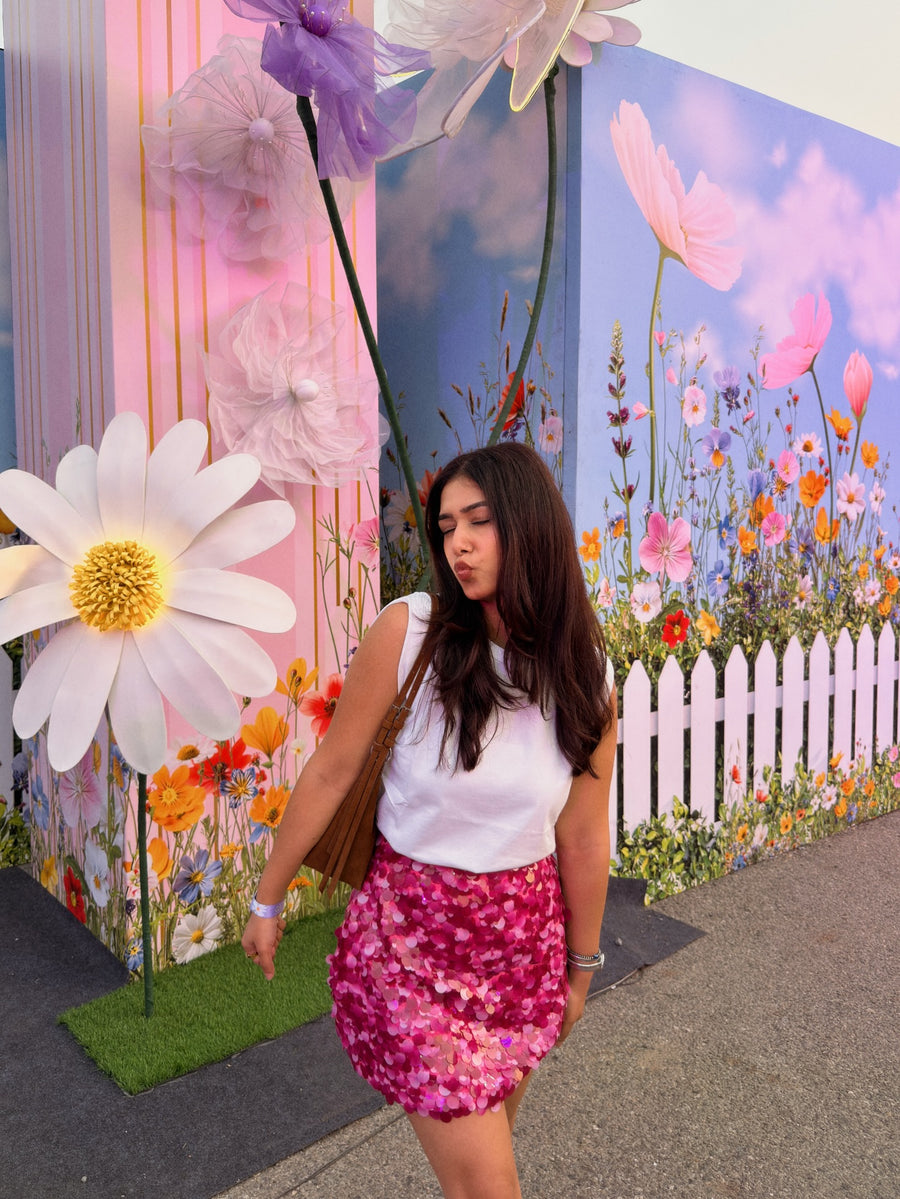 Magenta Pink Sequin Skirt