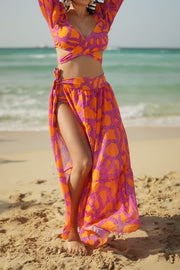 Orange & Pink Coral Crush Coverup Skirt Beachwear