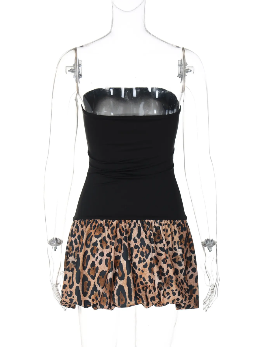 Backless Leopard Print Mini Dress