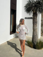 Crochet Pearl Dress (Cream)