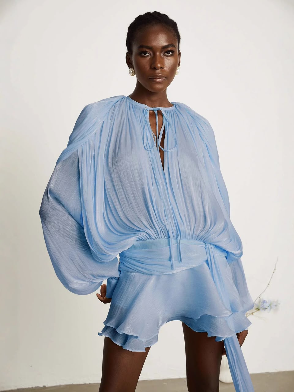 Ruffled Dress Light Blue